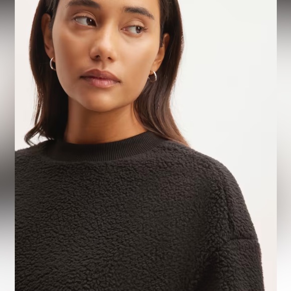 Everlane The ReNew Fleece Oversized Crew Sweatshirt Fuzzy Teddy Style NWT Size S - Picture 3 of 9